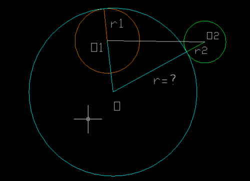CAD如何画一个与另两圆内切、外切的圆