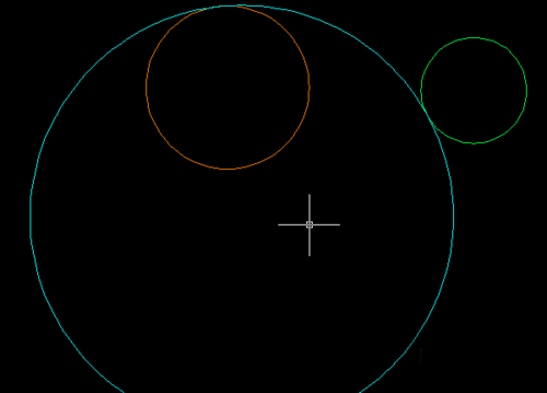 CAD如何画一个与另两圆内切、外切的圆