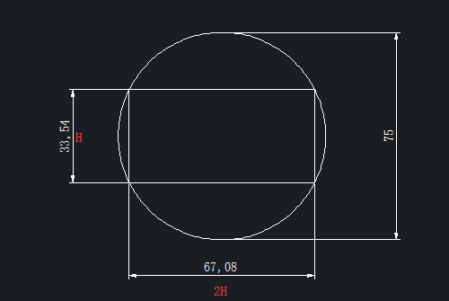 CAD在圆里绘制一个长宽2：1的矩形