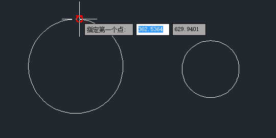 CAD中绘制两个圆的外切线的方法