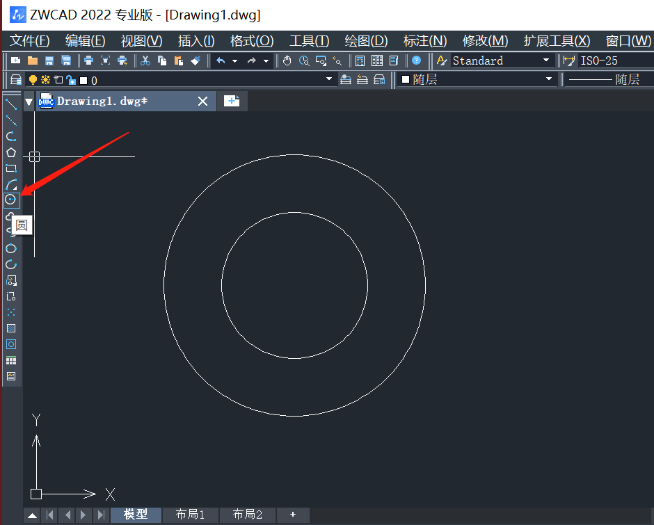 CAD如何绘制空心圆环？