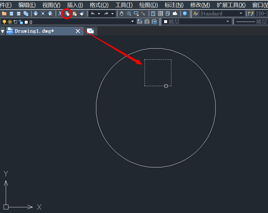 CAD如何在圆中画两个正方形？