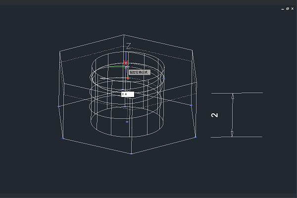 图：使用3D夹点修改六角螺母的高度