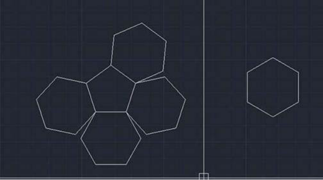 CAD如何让多个六边形对齐