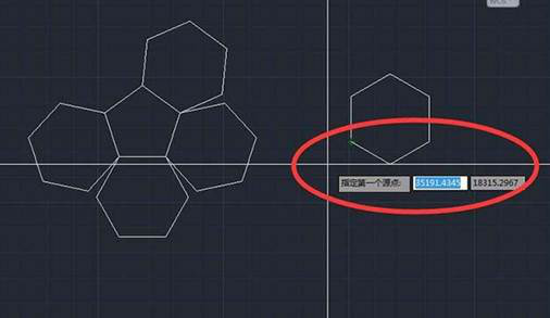 CAD如何让多个六边形对齐