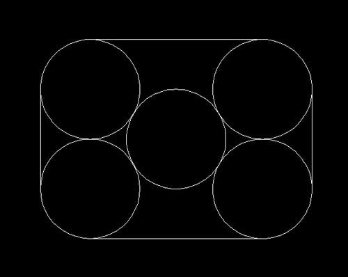 CAD中矩形中内切五个圆的操作