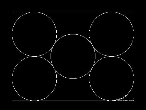 CAD中矩形中内切五个圆的操作