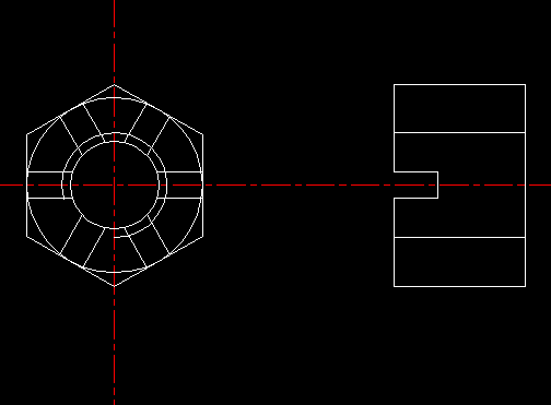 CAD绘制开槽螺母
