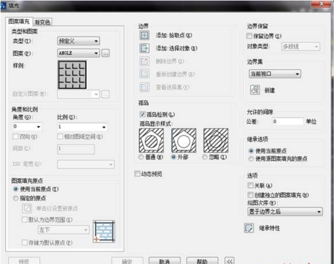 CAD只填充图形的方法