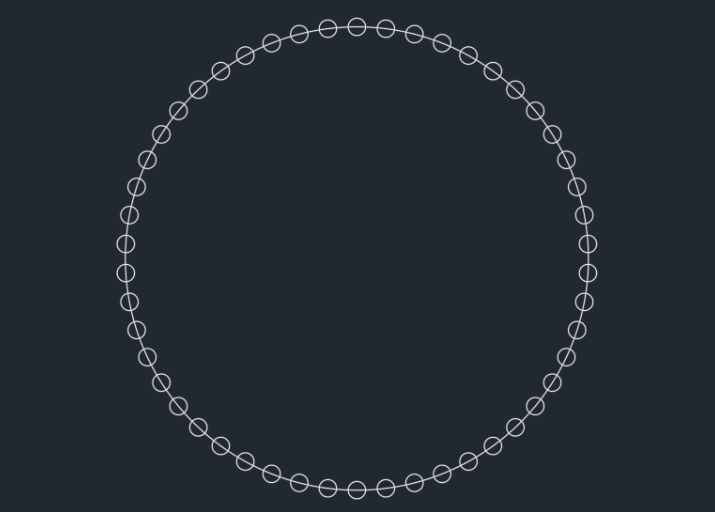 如何用CAD在圆形线上画50个小圆