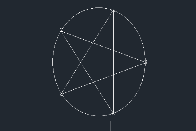 CAD中定数等分绘制五角星的方法