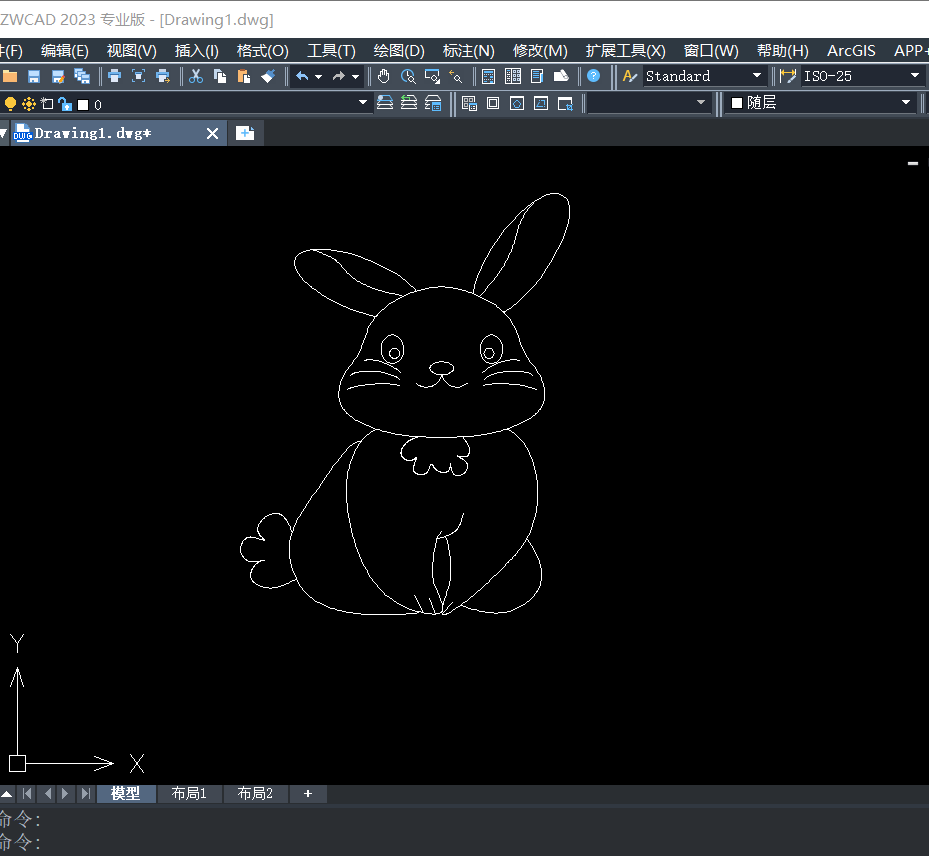 CAD怎么画一个动漫兔子