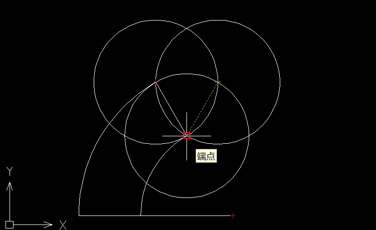 如何在CAD中确定两个相交圆的圆心并绘制图形