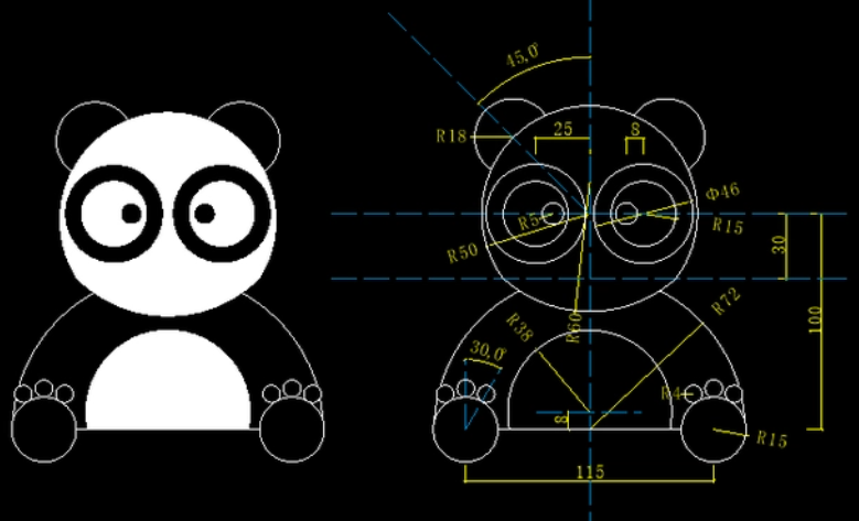 用CAD怎么绘制熊猫？