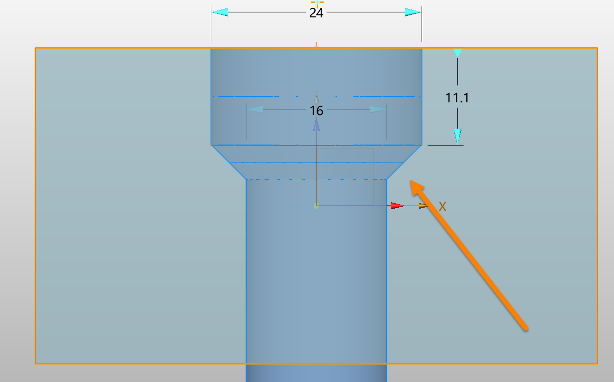 3D建模时怎么在台阶孔的沉孔底部增加锥度倒角？