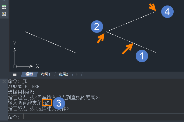 如何使用CAD机械版的角度线功能？