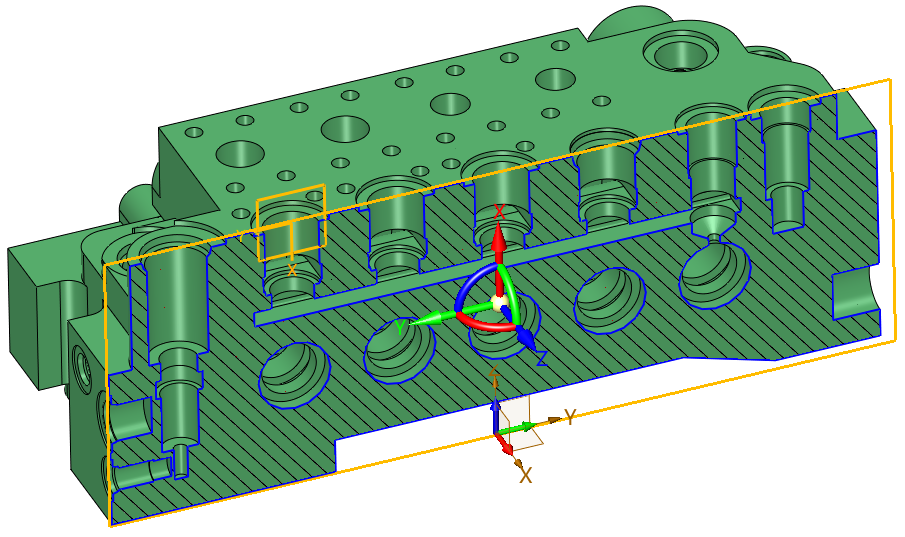 3D建模软件查看零件孔中心的剖面视图的方法