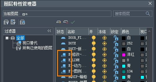 CAD為什么有些圖層狀態(tài)的圖標(biāo)不相同