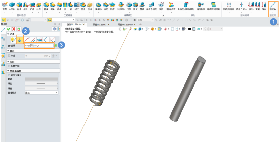 3D建模软件如何约束弹簧同轴