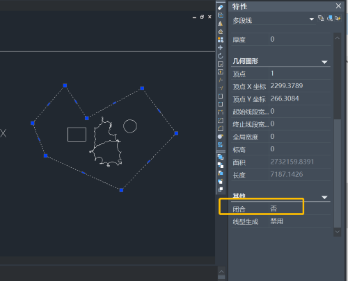 怎么用CAD判断多段线是否闭合